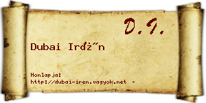 Dubai Irén névjegykártya